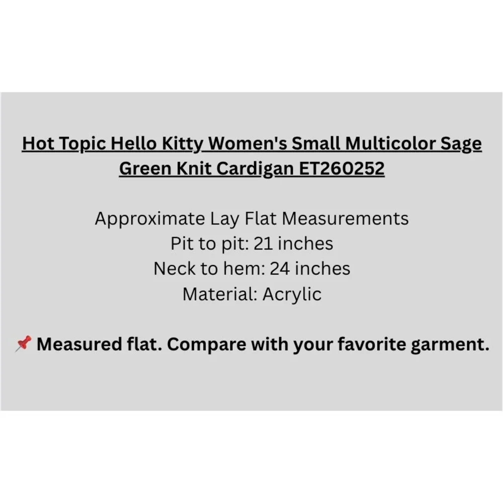 Hot Topic Hello Kitty Women's Small Multicolor Sage Green Knit Cardigan - Picture 11 of 11